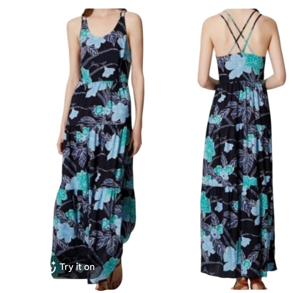 Loft Summer Floral Maxi Dress Size 4 Beach Resort Feminine Tiered Ruffle Flowy